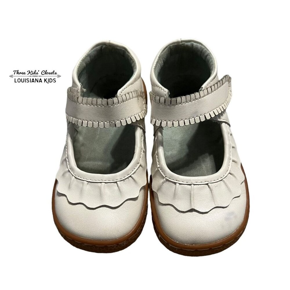 Livie & Luca Sz 8 White Pearl Ruche Mary Jane Shoes